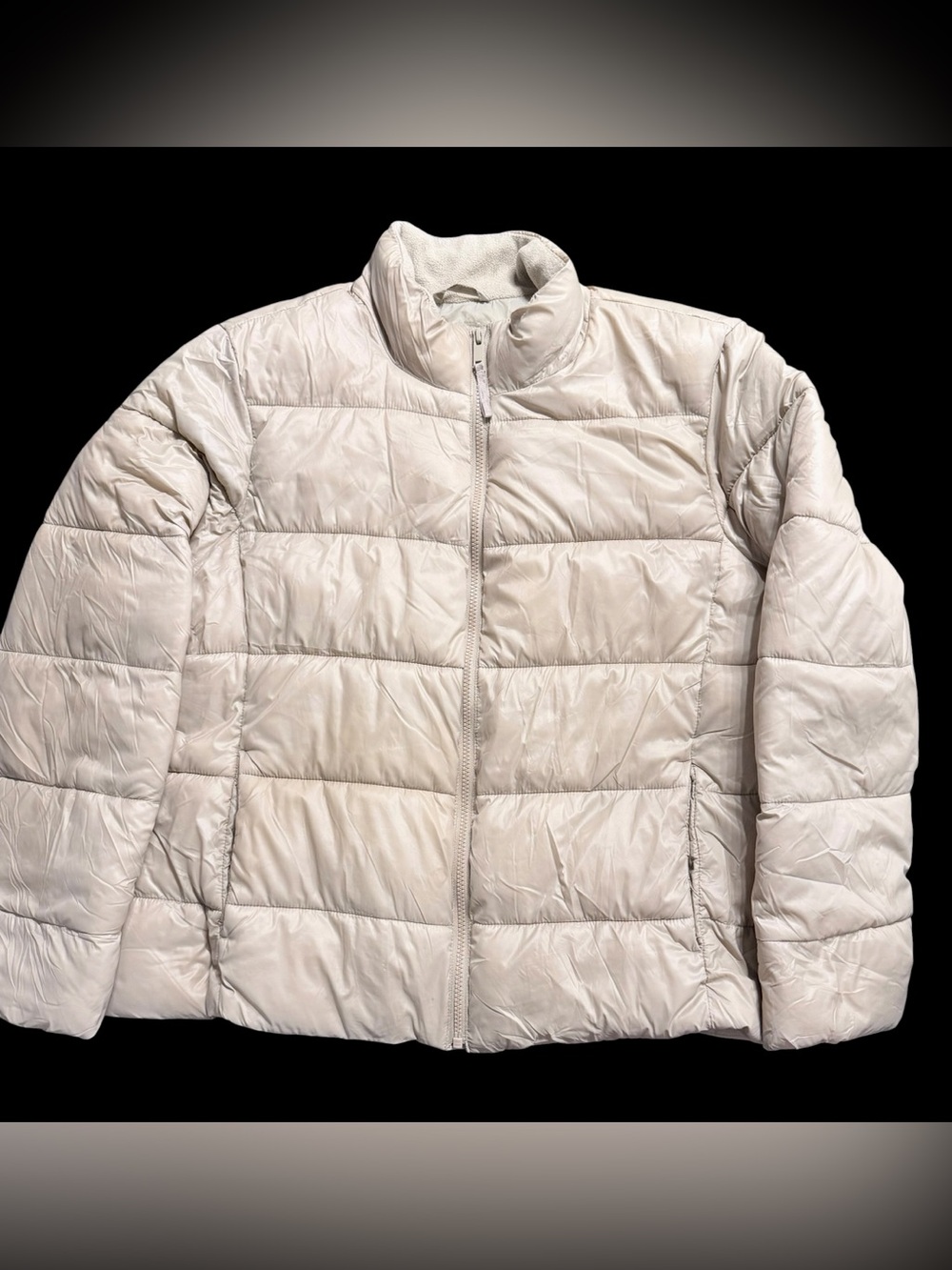GAP ColdControl Puffer Jacket Womens XL Beige Water Resistant Quilted Coat
